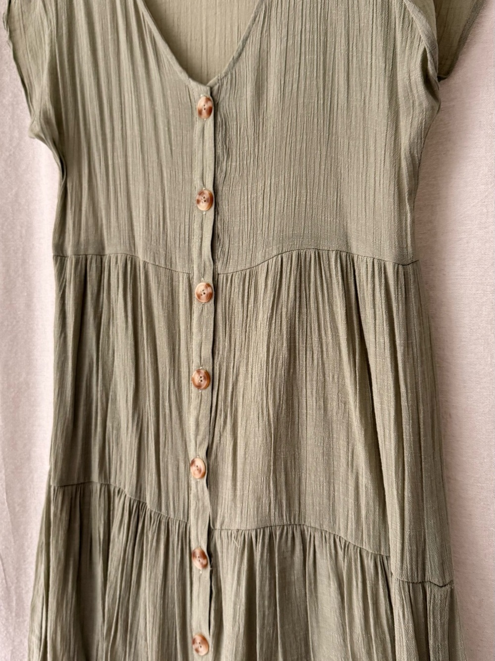 Blu Pepper Sage Green Tiered Button-Front Maxi Dress - Picture 2 of 4